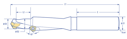 Indexa-V Carbide Drill Diagram